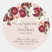 Schöne Rosa Roses White Lilies Wedding Clas Runder Aufkleber (Vorderseite)