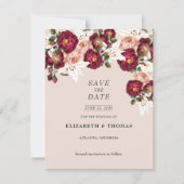Schöne Rosa Roses White Lilies Wedding Sav Save The Date (Vorderseite)