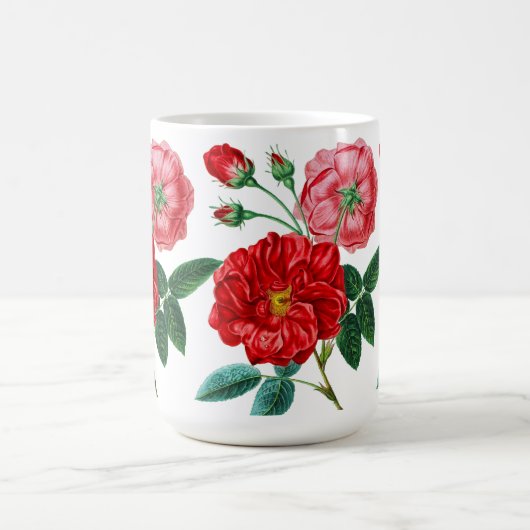 Schöne rosa, rot-blumengeschmückte Blume Zeichnend Kaffeetasse (Mittel)