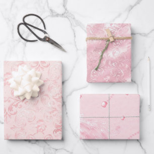 Schöne rosa Röte Perlen-Junggesellinnenabschied Geschenkpapier Set