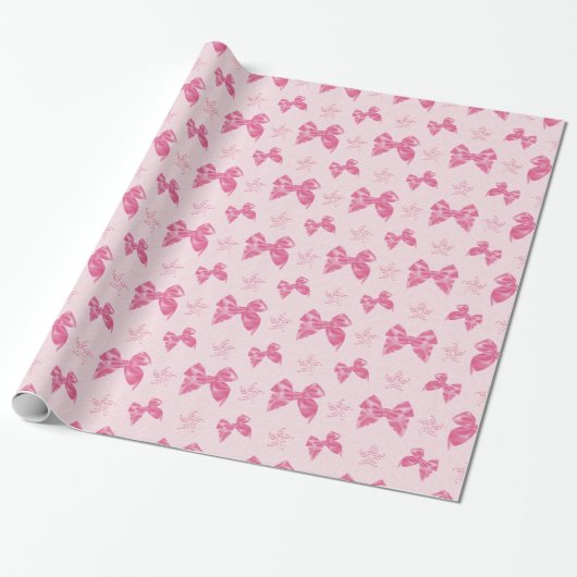 Schöne rosa Satin-Bögen Geschenkpapier (Ungerollt)