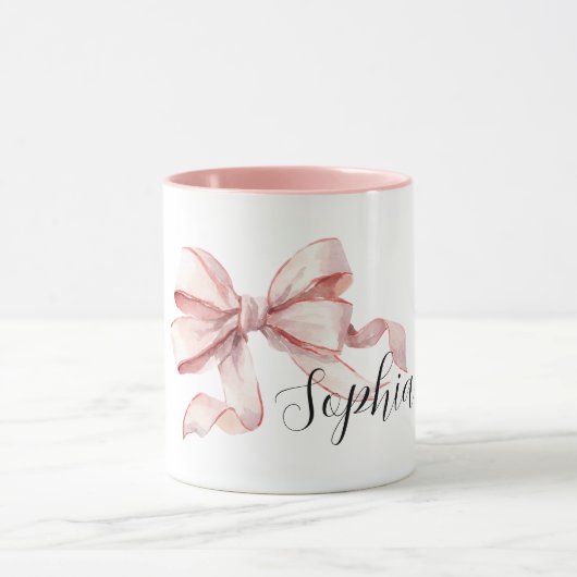 Schöne rosa Schleife Tasse (Zentrum)