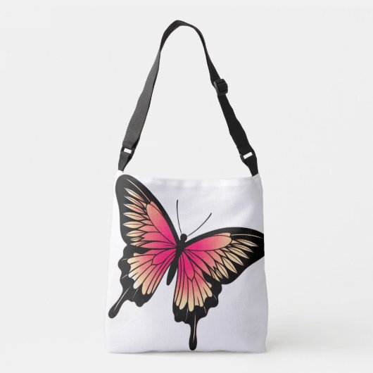 Schöne rosa Schmetterling Crossover Tasche (Rückseite)