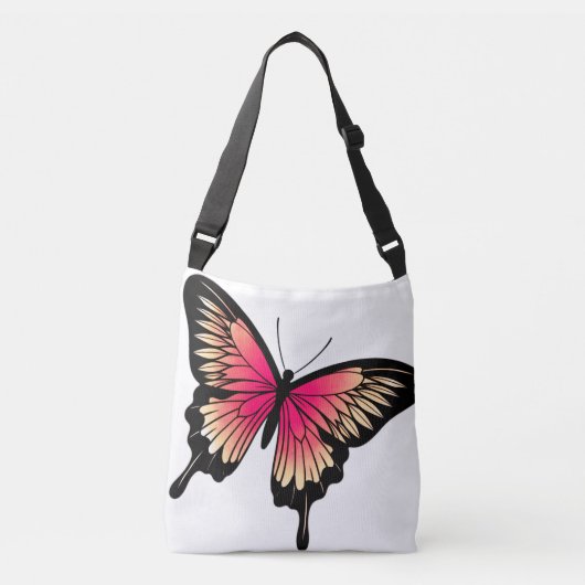 Schöne rosa Schmetterling Crossover Tasche (Vorderseite)