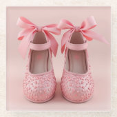 schöne rosa Schuhe Glasuntersetzer (Vorderseite)