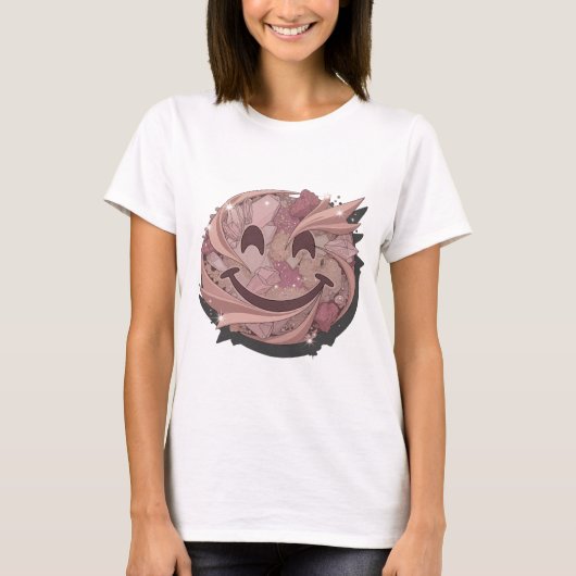Schöne rosa SMILEY MOON moderne Gestaltung T-Shirt (Vorderseite)