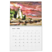 Schöne rosa Sonnenuntergang Nautical Lighthouse Kü Kalender (Mär 2026)