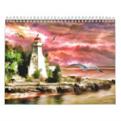 Schöne rosa Sonnenuntergang Nautical Lighthouse Kü Kalender (Titelbild)