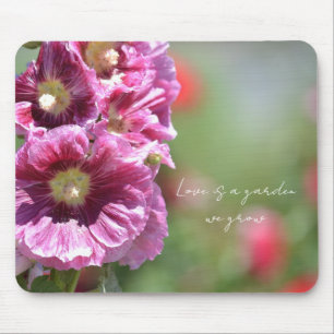 Schöne rosa Stockrosen-Blumen-Fotografie Mousepad