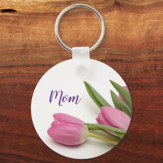 Schöne rosa Tulips mit Text Schlüsselanhänger (Vorderseite)