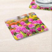 Schöne Rosa Tulips Rechteckiger Pappuntersetzer (angewinkelt)