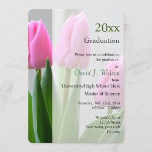 Schöne rosa Tulpenblumen Abschluss Einladungen. Einladung