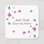 Schöne Rosa und Blauer Schmetterling Quadratische Visitenkarte (Vorderseite)