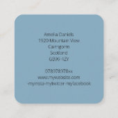 Schöne Rosa und Blauer Schmetterling Quadratische Visitenkarte (Rückseite)