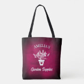 Schöne rosa und florale personalisierte Tasche (Rückseite)