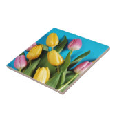 Schöne rosa und gelbe Frühlingstulpen Fliese (Seite)