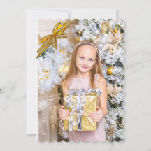 Schöne Rosa und Gold Weihnachtskarte, Foto hinzufü