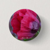 Schöne rosa und Lila Mohnblüte Blume Button (Vorderseite)