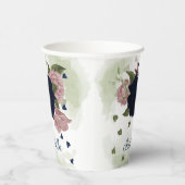 schöne rosa und marineblaue Blumenbecher Pappbecher (Rechts)