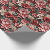 Schöne rosa und rote 3D Poinsettias Geschenkpapier (Ecke)
