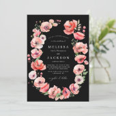 Schöne Rosa und Rote Mohnblume Blume Hochzeit Schw Einladung (Stehend Vorderseite)