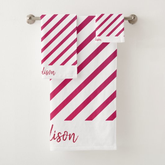 Schöne rosa und rote Streifen Badhandtuch Set (Insitu)