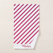 Schöne rosa und rote Streifen Badhandtuch Set (Handtuch)