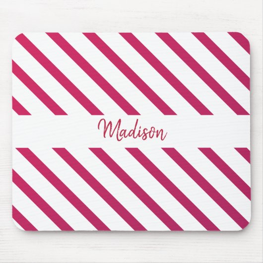 Schöne rosa und rote Streifen Mousepad (Vorne)