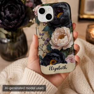 Schöne rosa und violette Pfingstrosen personalisie Case-Mate iPhone Hülle