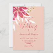 Schöne Rosa- und Weißblütenhochzeit Einladung (Vorderseite)