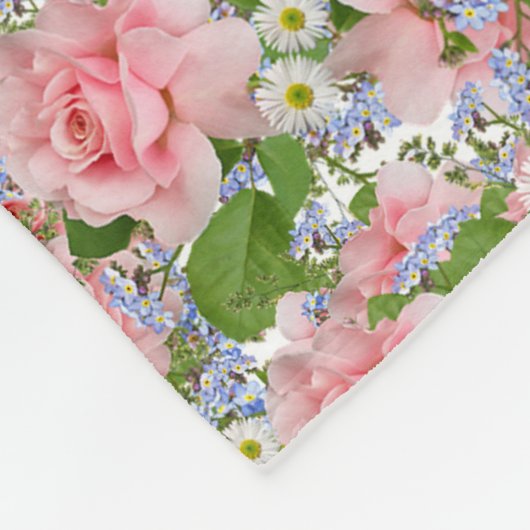 Schöne rosa und weiße Blume Fleecedecke (Ecke)