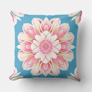 Schöne rosa und weiße florale Mandala Kissen