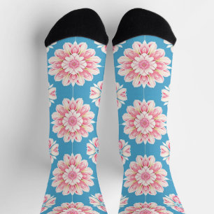 Schöne rosa und weiße florale Mandala Socken