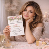 Schöne rosa und weiße Pfingstrose 40. Geburtstag Einladung