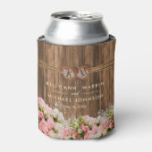 Schöne Rosa und Weiße Rosen auf Holz Dosenkühler (Kanne Vorderseite)