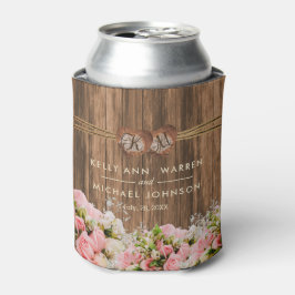 Schöne Rosa und Weiße Rosen auf Holz Dosenkühler