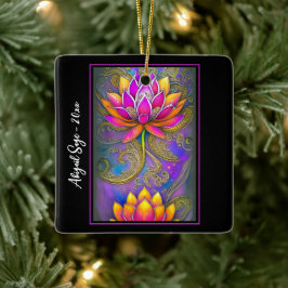 Schöne rosa Verzierte Lotus Blume Weihnachten Keramikornament