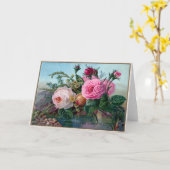 Schöne rosa Vintage Kohl-Rosen-Gruß-Karte Karte (Gelbe Blume)