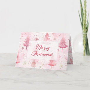 Schöne rosa Vintage Pine Trees Weihnachtskarte Karte