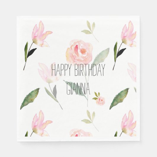 Schöne rosa Wasserfarbe Serviette (Vorderseite)