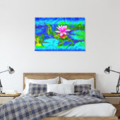 Schöne rosa Wasserlilie Lotus im Tal Leinwanddruck (Insitu (Schlafzimmer))