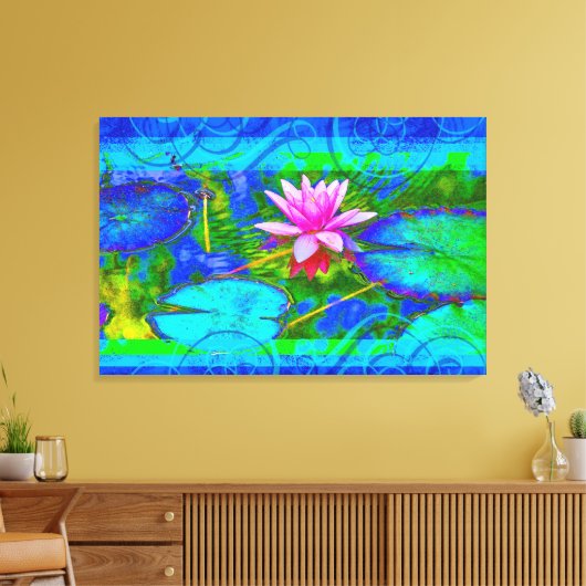 Schöne rosa Wasserlilie Lotus im Tal Leinwanddruck (Insitu (Wohnzimmer))