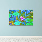Schöne Rosa Wasserlilie Lotus im Teich Leinwanddruck (Insitu (Holzboden))