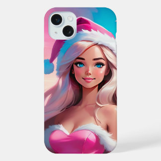 Schöne rosa Weihnachtsgirl 01 iPhone 15 Plus Hülle