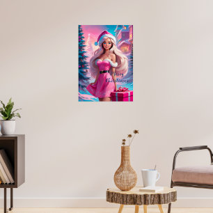 Schöne rosa Weihnachtsgirl 01 Poster