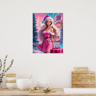 Schöne rosa Weihnachtsgirl 01 Poster