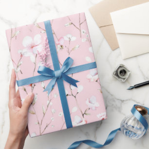 Schöne rosa weiße Blumen-Brautparty Geschenkpapier