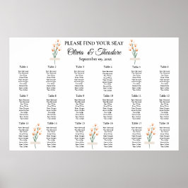 Schöne rosa Wildblume Hochzeitssattelkarte Poster