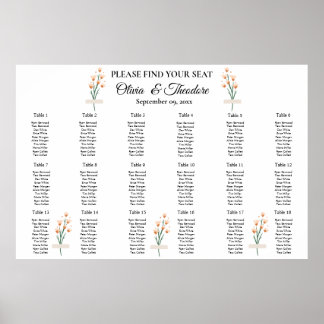 Schöne rosa Wildblume Hochzeitssattelkarte Poster