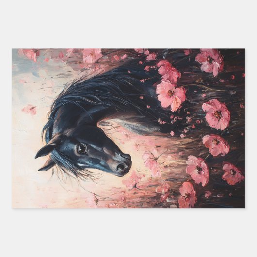 Schöne Rosa Wildblumen Dekoupage Geschenkpapier Set (Vorderseite 2)